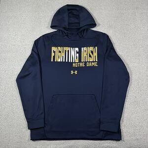 Notre Dame Hoodie Mens M Blue Under Armour Sweatshirt Fighting Irish Football